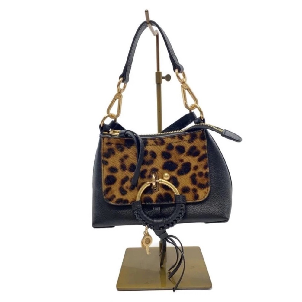 See By Chloe Black and Leopard Print Shoulder Bag